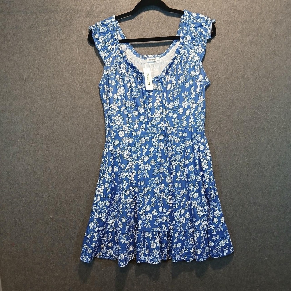 NWT Torary Med floral soft girl cottagecore peasant sundress stretchy pockets.